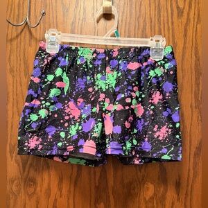 Set of Women’s Paint-Splatter and Solid Black Spandex Shorts